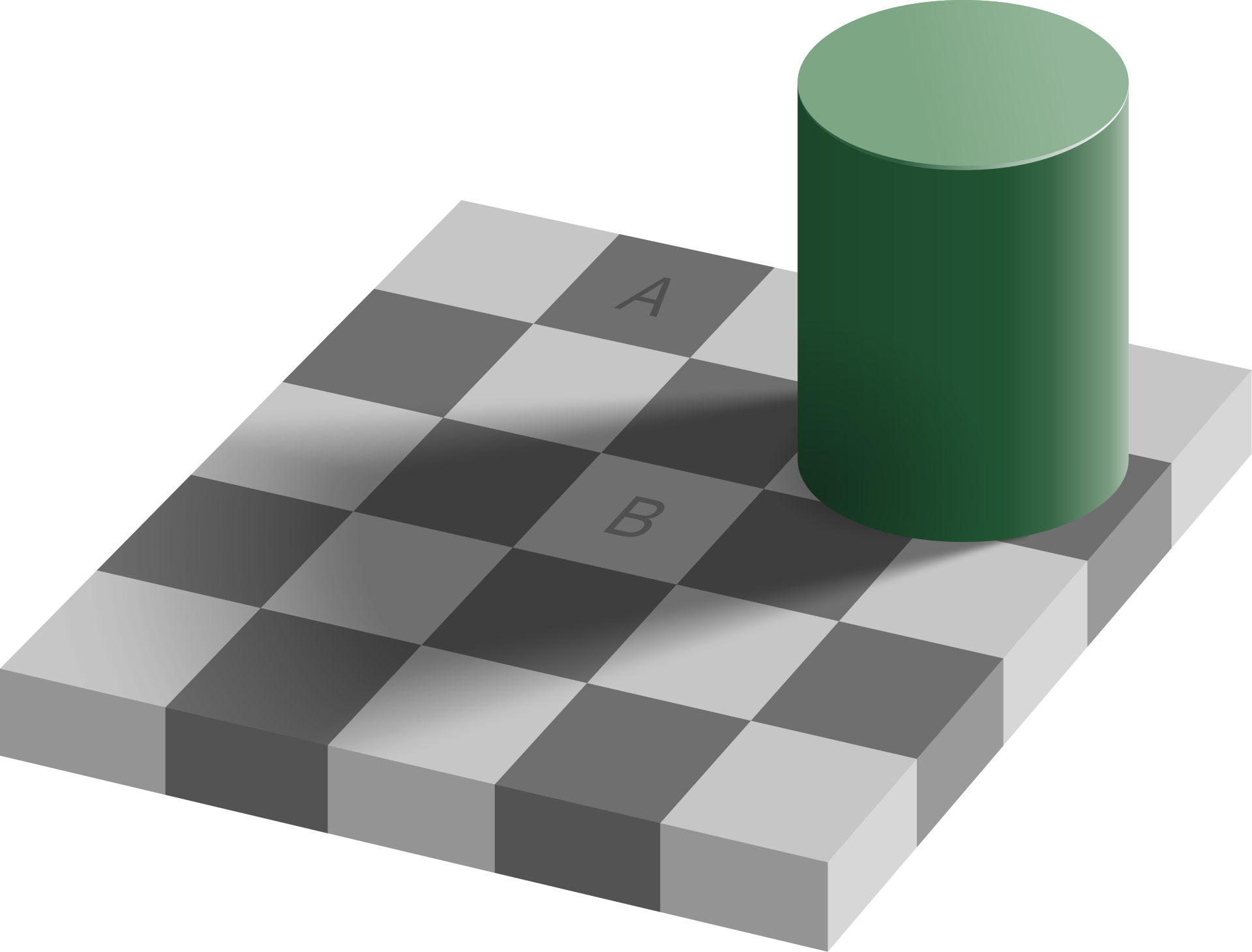 An optical illusion of a checkerboard